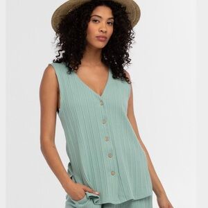 Free People Dana Knit Tank Top Button Vest FP Beach Boho